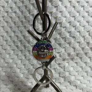 Coach Legacy Striped Valet Keychain Key Fob